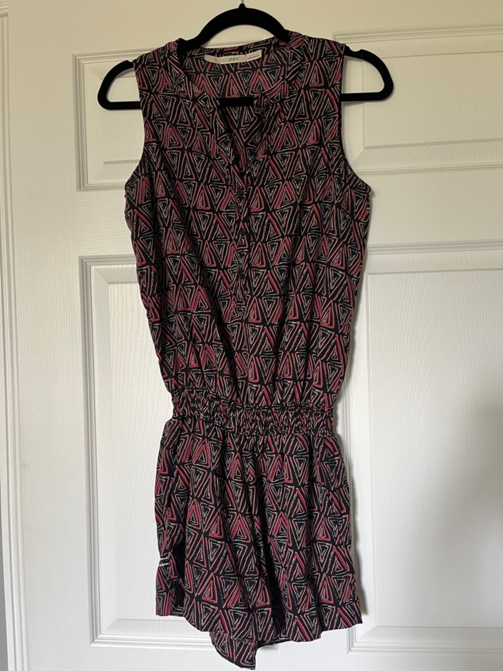 Gibson Black & Pink Geometric Sleeveless Romper